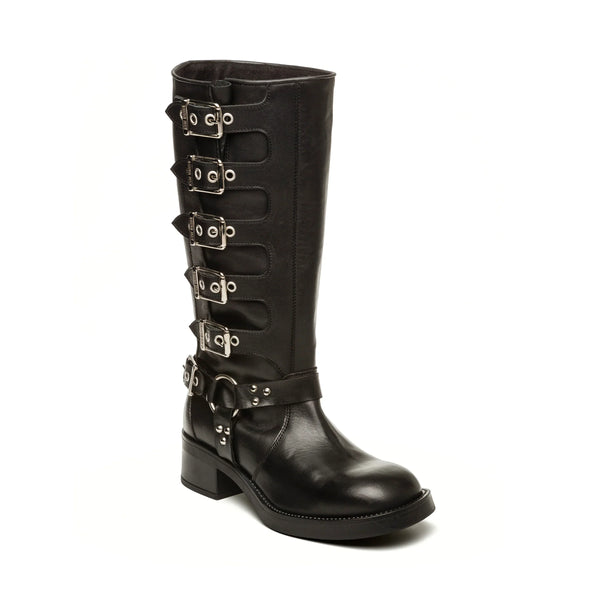 BATTLE BOOT BLACK LEATHER - Steve Madden Polska