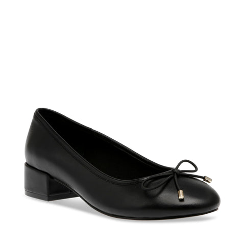 STEVE MADDEN Cherish Ballerina Black Leather Balerínky a mokasíny