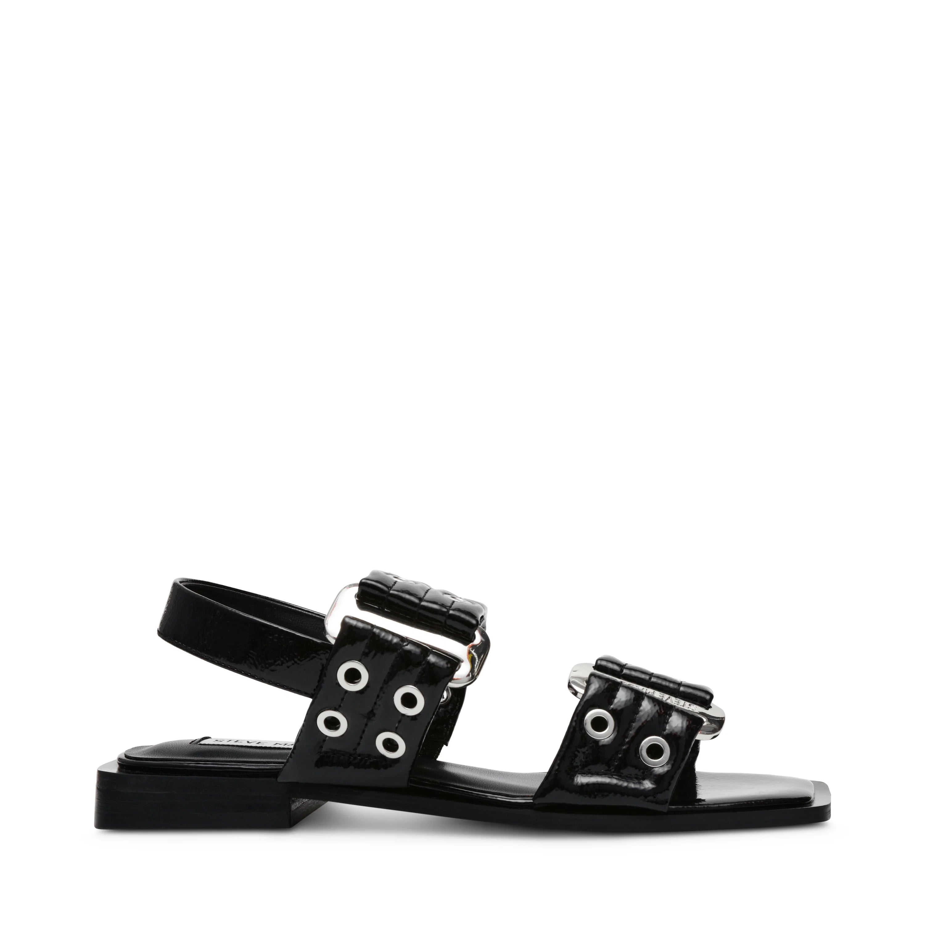 Saria Flat Sandals Black Patent