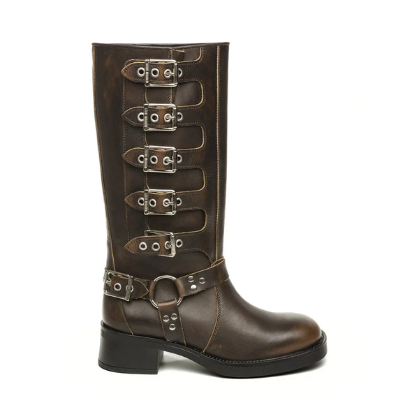 BATTLE BOOT BROWN LEATHER - Steve Madden Polska