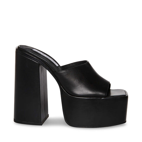 STEVE MADDEN TRIXIE BLACK LEATHER Platformy